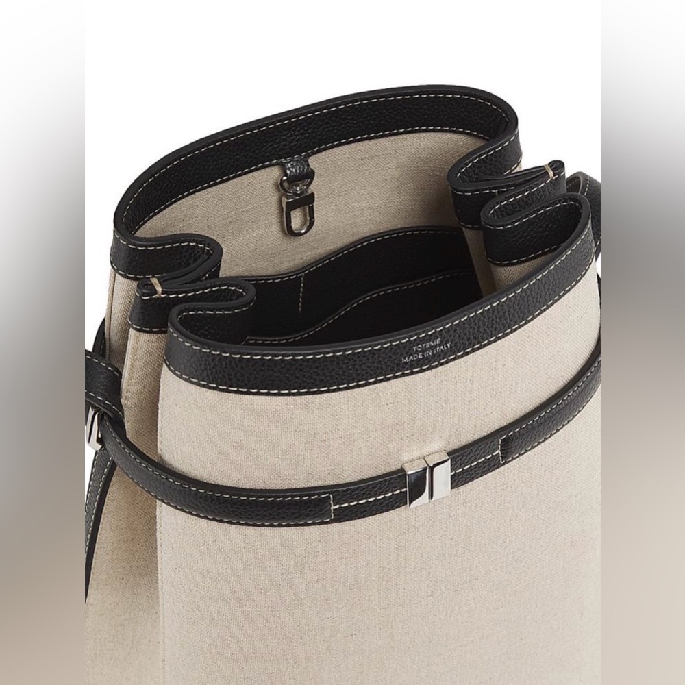 Toteme Belted Backed Bag, Canvas Black Leather - Picture 6 of 17